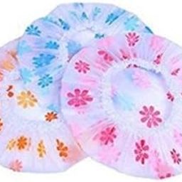 SM Dealer's (Sadriwala Marketing) Products Set of 3 Reusable Printed Shower Free-Size Cap with Elastic Band Multicolour-18
