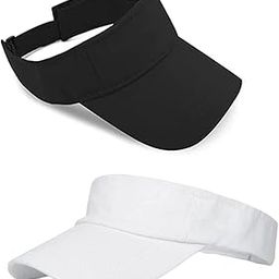 2 Pcs Sun Protection Women & Girl's Sports Visor Hats, Adjustable Wide Brim Sun Hat (Black & White)-image-33