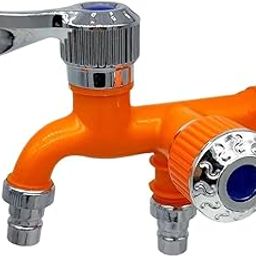 UPTRONIC 2 in 1 Water Tap Multi-Functional Dual Water Tap Faucet with 2 Valve for Flushing Can Be Connected to an Automatic Washing Machine, Bathroom & Outdoor Garden Hose Cold Tap-4