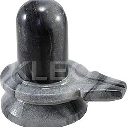 KLEO Marble Stone Shiva Lingam Shiv Ling Idol Murti for Daily Pooja (3.5" Height), Black, Shiva-image-34