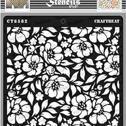 CraftTreat Flower Stencils for Fabric Painting - Anemone Background - Size: 6X6 Inches - Reusable-image-91