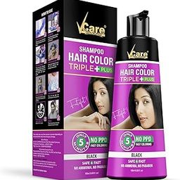 VCare Shampoo Hair Colour Shampoo-Black 180ml for Women and Men |Pump pack with Natural extracts | Colours hair in minutes|Enriched with growth factors & antioxidants, Ammonia free, Sulphate free-34