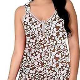 Lycra Net Above Knee Women Babydoll Floral Solid Nightwear S-3XL-image-81