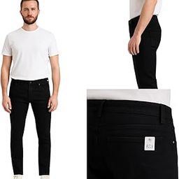 Classic Black Slim Fit Denim Jeans for Men, Straight Leg, Cotton Blend-image-102