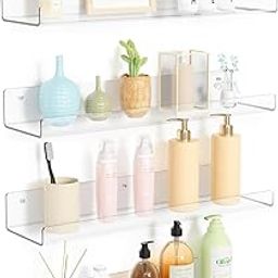 Lippan� Clear Acrylic Floating Shelves - Set of 4 Versatile Wall Storage Solution for Home Decor (Pack of 04)-31
