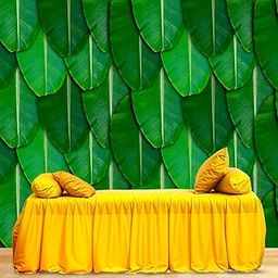 Party Propz Banana Leaf Backdrop Decoration - 1pc (8ft*5ft) Banana Leaf Backdrop for Decoration, Haldi Decoration Items for Home, Backdrop for Pooja Decoration, Annaprasana Decoration Backdrop-26