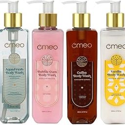 Omeo Gift Bag Body Wash Kit (Set of 4) for Women and Men | (Aqua Fresh Body Wash+ Bubblegum Body Wash+ Coffee & Vanilla Body Wash) 4-in-1 | Corporate Gifting for Diwali, Anniversary, Best for Birthday Return Gift & All Special Occasions | Premium Gift Packaging-12