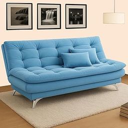 Sleepify Agel 3 Seater Fabric Sofa Cum Bed Set with 2 Cushions, Best Fit for Indian Homes, Living Rooms, Offices with 3 Year Warranty (Sky Blue)-image-20