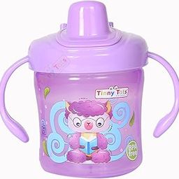 Tinny Tots Baby Sipper Bottle Cup/Mug Learning Unbreakable Sippy BPA Free Anti Spill Sippy Cup Dust-Proof Sippy Cup with Twin Handles Sipper for Toddlers/Infants/Babies (Purple, 125 ML)-32