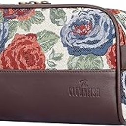 Flossy Multipurpose Tapestry Travel Pouch Toiletry Bag Shaving Kit Bag for Men Make-Up Pouch for Women Toiletry Bag for Men Travel Kit for Men & Women (Red-Floral)-9