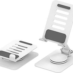 MechNX 360° Rotatable and Adjustable Phone Mobile Holder for Desk,Portable and Foldable Aluminum Desktop Tablet Stand,Compatible with iPhone and Android Devices for Kids Adult Office Study (White)-85