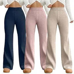 tee projekt Trouser for Women l Cotton Blend Summer Trouser l High-Waisted Pant (Pack of 3)-picture-0