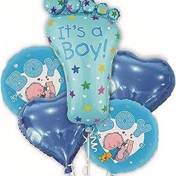AMFIN® (Pack of 5) Baby Shower Decorations/Baby Boy Arrival/It's a Boy Decoration/Welcome Baby Boy/Foil Balloon for Baby Shower - Blue-image-52