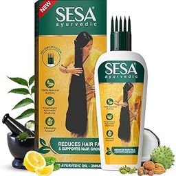 SESA Ayurvedic Hair Oil With Bhringraj & 17 Rare Herbs With Coconut Oil and 4 Nourishing Oil For Hair Growth Help Control Hair Fall with Easy Oil Applicator For Women and Men (200 ml)-11