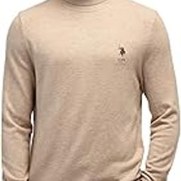 Men's Beige Solid Turtle Neck Long Sleeve Casual Acrylic Regular Fit Pullover Sweater-image-73
