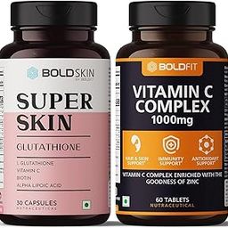 Boldfit L-Glutathione & Vitamin C Supplement Combo Pack With Zinc, Amla, Grape Extract, Vitamin E & Biotin For Skin, Immunity & Wellness Support - 90 Count-image-21