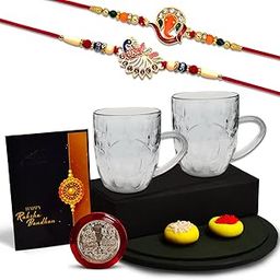 Oblivion Rakhi Set of 2 for Brother – Silver Color Pooja Coin and Greeting Card with Shake Mug 2 Pcs, Raksha Bandhan Gift Combo for Bhaiya, Bhabhi & Kids, Traditional Pack for Festival Celebrations-11