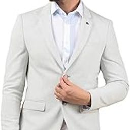 Men's Grey Notched Lapel Single Breasted Blazer-picture-1