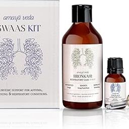 Amaya Veda Swaas Kit, Ayurvedic Support for Asthma, Breathing & Respiratory Health, Bronkair Syrup 200ml & Swaas Drops 8ml, Helps Lung Function, Detoxifies & Improves Breathing-19