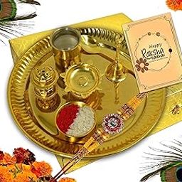 ME & YOU Rakhi Set for Raksha Bandhan | Golden Color Pooja Thali with Unique Rakhi Gifts for Brother/Bhaiya/Bhai | Modern Rakhi with Pooja Thali & Greeting Card Gifts (Pack 3)-image-49