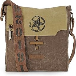 Sturdy Cotton Canvas Messenger Bags for Men and Women | With two Magnetic Snap Buttons Flap Closure, Adjustable Body Strap & Multiutility Lobster Hook (Brown Beige)-image-113