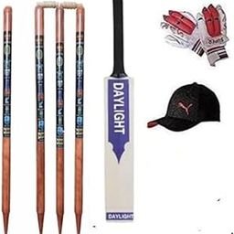 Top Team Popular Willow Combo Wooden Cricket Kit for Age Groups 10 to 12Years (1 Bat, 4 Wickets 2 Bails, 1 Pair Batting glowes, 1 Tennis Ball and 1Cap) Total 9 Items, Note Sticker May Very-image-23