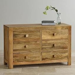 GF Furniture Solid Sheesham Wood Natural Colour 6 Drawers, Modern Design, Suitable for Bed, Living, and Studies Room Areas,-9
