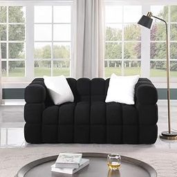 LEGACY OF COMFORT Monica 62.2'' Square Arm Loveseat 2 Seater Sofa Two Seater Sofa for Living Room Hotels Offices (Black)-image-29