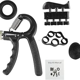 GJSHOP Hand Gripper Set of 5 Combo - Forearm Exerciser and Finger Strengthener, Black-picture-2