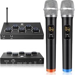 Karaoke Microphone Wireless System, Portable Karaoke Microphone Mixer System with 16 Channels UHF Wireless Microphone, Optical AUX Microphone Speaker for Smart TV, PC, Amplifier, Speaker, KTV-image-63