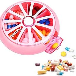 FunBlast Medicine Organizer - Fruit Theme Pill Box With 7 Days Rotating Compartments, Portable Case for Pills & Supplements (Pomelo)-picture-0