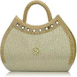 Regal Velvet Women's Bridal Clutch With Stone Handle-image-98
