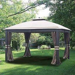 Garden Winds Replacement Canopy for The Allen Roth Wicker Gazebo - Standard 350 - Beige-picture-31
