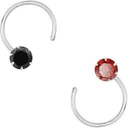 92.5-925 Sterling Silver Cubic Zirconia AD Multi Color Stud Nose Pin Combo Set for Women Girls-image-90
