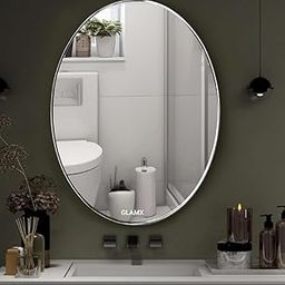 GLAMX® Plain Glass Frameless Decorative Mirror for Bathroom Wall (18 X 24 Inch, Oval Shape)-image-15