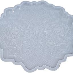 Snoogg 8 inch Mandala Flowers Coaster Mould for Resin, 3 Pack Sun Flowers Tray Resin Moulds Epoxy Resin Casting Silicone Moulds for DIY Resin Mandala Coaster Snacks Serving-picture-6
