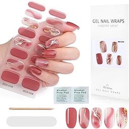 MAYCREATE® 16PCS Gel Nail Strips, French Gel Nail Stickers, UV Free, Long Lasting Nail Wraps for Women, French Tip Nail Polsih Stickers, IncludeS Nail File & Wooden Stick, Style A-image-4