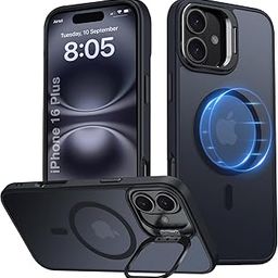 EGOTUDE for iPhone 16 Plus Case | Translucent Matte Hard Back Cover with Stand Compatible with Mag-image-12