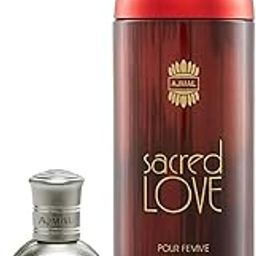 Ajmal Musk Rose Concentrated Perfume Oil Floral Musky Alcohol-free Attar 12ml for Unisex and Sacred Love Deodorant Floral Musky Fragrance 200ml for Women FREE-picture-0