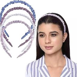 Women's Headbands For Girls/Women Satin Silk Ruched Vintage TwineBeautiful Fancy Frill Hair Band For Girls And Women -4 pcs-image-70