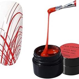 Red Spider Gel Polish Kit Nail Spider Gel Paint For Nail Art Polish Thin Brush Spider Nail Gel Art Paint For Nails Uv Led Nail Polish Drawing Painting Black White Gel Nail Polish Kit (UV REQUIRE) (RED)-18