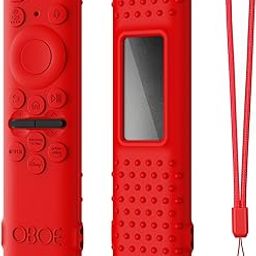 Oboe Silicone Tv Remote Cover Compatible with Samsung Smart Tv Remote 2023 Model TM-2360 E Remote Protective Key Cover Case with Lanyard (D-Red) [Remote NOT Included]-2