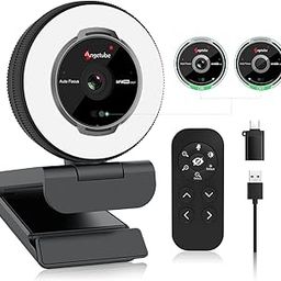 Angetube Streaming Webcam with Microphone: 1080P 60FPS USB Web Cam with Ring Light and Remote Control - HD Web Camera with 5X Digital Zoom Built in Privacy Cover,for PC|Computer|Laptop|Mac|Desktop-12
