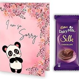 CLUZE Sorry Card With Dairy Milk Silk Chocolate Combo- Sorry Gift For Friend/Wife/Girlfriend/Boyfriend/Girlfriend/Mother/Father/Husband (Pink Sorry, Silk 60gm)-17