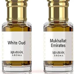Arabian Aroma White Oud + Mukhallat Emirates Attar Set | Amber & Oudh Fragrance | Alcohol-Free, Long-Lasting | 100% Pure Ittar for Men Perfume | Chocolate Musk Attar (6ml)-image-89