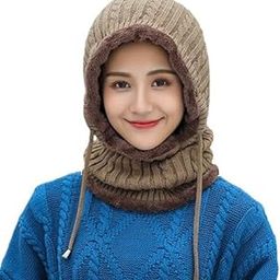 Combined Beanie Warm Cap and Scarf Soft Snow and Air Proof Fleece Knitted Cap (Inside Fur) Woolen Beanie Winter Cap with Scarf for Girl Women-image-82