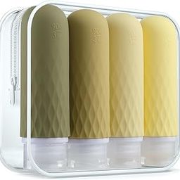 4 Pack 3oz Travel Size Bottles for Toiletries, TSA Approved, BPA Free, Leak Proof, Squeezable, Reusable, Brown Silicone Squeeze Bottles-50