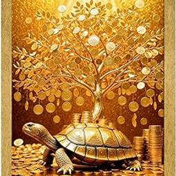 ArtX Paper Money Tree Painting For Vastu, Golden Money Tree Frame For Wall, 12.0 x 18.0 inch, Multicolorm, Set of 1-image-12