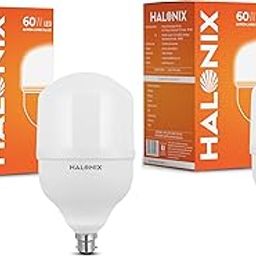 Halonix 60W LED Light Bulb | Cool Day Light (6500K) |Pack of 2 |Energy Efficient| 4kv Surge Protection |Base- B22-20