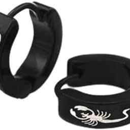 4x1 Pair Men's Women's Black Stainlees Steel Hoop Huggie Earrings Ear Studs|Earrings-image-11